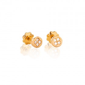 Pendientes  niña redondo Oro amarillo 18k y Circonitas