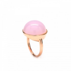 Anillo de plata bañada en oro y cuarzo adamantino rosa 15299-A-R