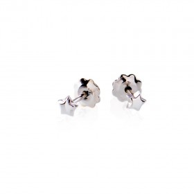 Pendientes  bebé Oro blanco 18k estrella 4 mm