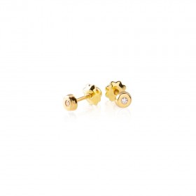 Pendientes bebé redondo oro amarillo 18k y circonitas