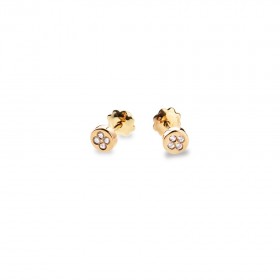 Pendientes  niña redondo Oro amarillo 18k y Circonitas