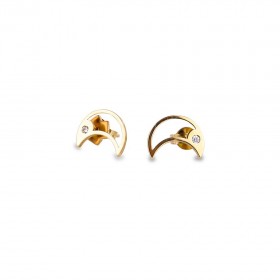 Pendientes mujer Oro amarillo 1ª Ley 18 K luna con circonita