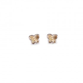 Pendientes niña Oro amarillo y blanco 1ª Ley 18 K  mariposa con circonita