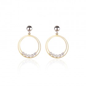 Pendientes de mujer aros Oro 1ª Ley 18 k y circonitas