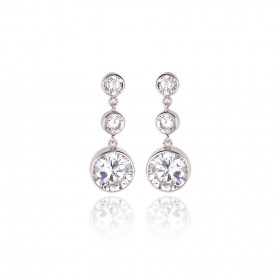 Pendientes de mujer Oro 1ª Ley 18 k blanco con 3 circonitas