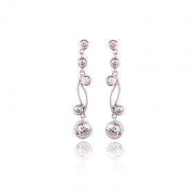 Pendientes de mujer Oro 1ª Ley 18 k blanco con circonitas Ideal novias