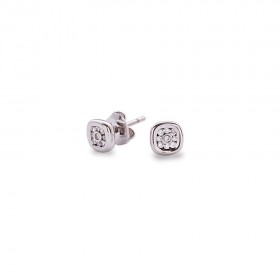 Pendientes Oro Blanco 1ª Ley 18K y 18 Diamantes 0.12 Ct Hv