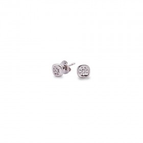 Pendientes Oro Blanco 1ª Ley 18K y 18 Diamantes 0.08 Ct Hv