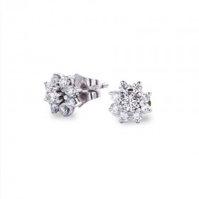 Pendientes Oro Blanco 1ª Ley 18K y 18 Diamantes engastados en Roseta 1.41 Ct Gvs