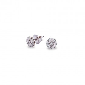 Pendientes 14 Diamantes en Roseta 0.21 Ct Hvs en Oro Blanco 1ª Ley 18K