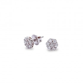 Pendientes 14 Diamantes en Roseta 0.50 Ct Hvs Oro Blanco 1ª Ley 18K