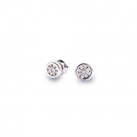 Pendientes 18 Diamantes en Granetes 0.07 Ct Hvs Oro Blanco 1ª Ley 18K