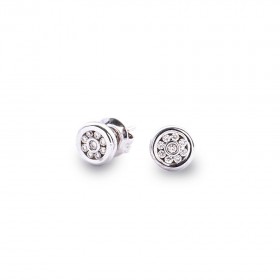 Pendientes 18 Diamantes en Granetes 0.12 Ct Hvs Oro Blanco 1ª Ley 18K