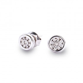 Pendientes  18 Diamantes en Granetes 0.22 Ct Hvs Oro Blanco 1ª Ley 18K