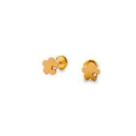 Pendientes niña flor oro amarillo de 1ª Ley 18K con circonitas