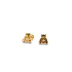 Pendientes niña Oso oro amarillo de 1ª Ley 18K con circonitas