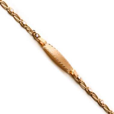 Pulsera Bebé Oro amarillo Primera Ley 18 k  con circonitas -  Nomeolvides Bebe