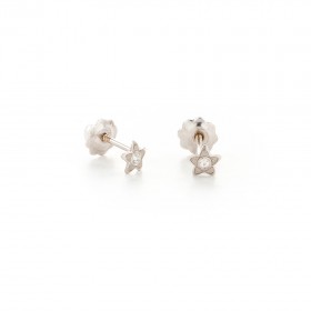 Pendientes bebé estrella de Oro blanco 18K