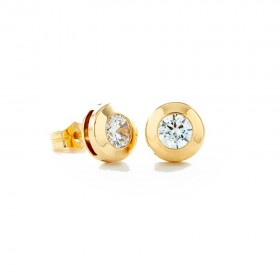 Pendientes Oro amarillo 18 K y circonitas en chatón