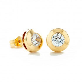 Pendientes Oro amarillo 18 K y circonitas en chatón