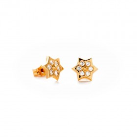 Pendientes mujer oro amarillo 18k estrella y circonitas