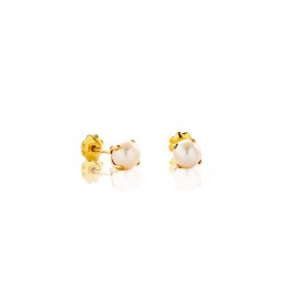 Pendiente bebe Oro 18k amarillo  y perla con garra